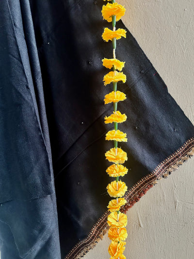 STORMY NIGHT:HANDLOOM PURE MARINO WOOL BHUJODI SHAWL