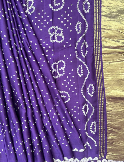 DEBOLINA: HANDMADE BANDHANI MODAL SILK SAREE WITH TISSUE PALLU