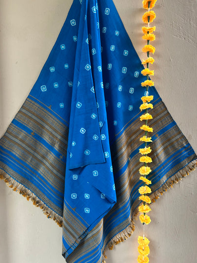 FIROZI:HANDLOOM PURE MARINO WOOL TIE&DYE BHUJODI SHAWL