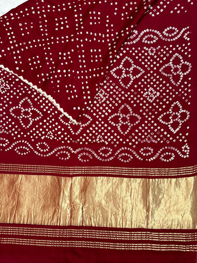 Rati: Handmade Designer Bandhani Modal Silk Tissue Pallu Saree