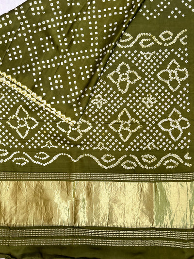 BAANI: bandhani saree with tissue palla