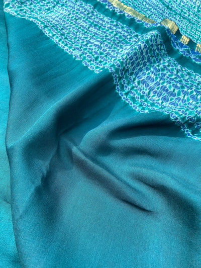 Ramayani :RAMA GREEN Handmade Shibori Dyed Modal Silk Tissue Pallu Saree