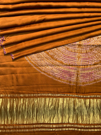 HUKUM :Handmade Shibori Dyed Modal Silk Tissue Pallu Saree