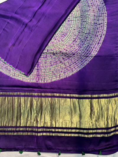 SHOLEY :Handmade Shibori Dyed Modal Silk Tissue Pallu Saree