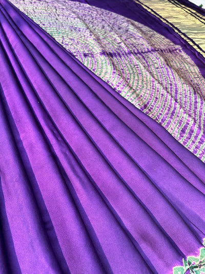 SHOLEY :Handmade Shibori Dyed Modal Silk Tissue Pallu Saree