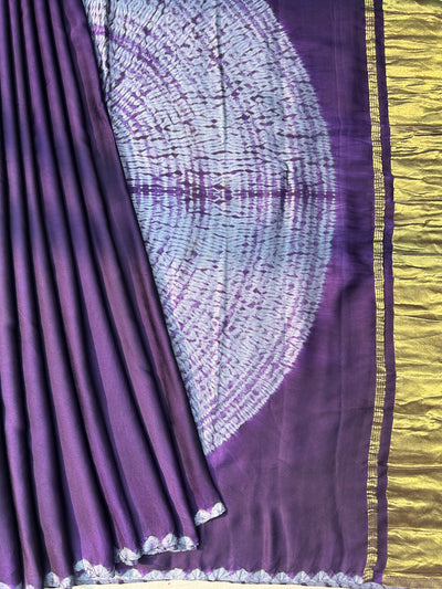 HUSN AUR ISHQ :Handmade Shibori Dyed Modal Silk Tissue Pallu Saree