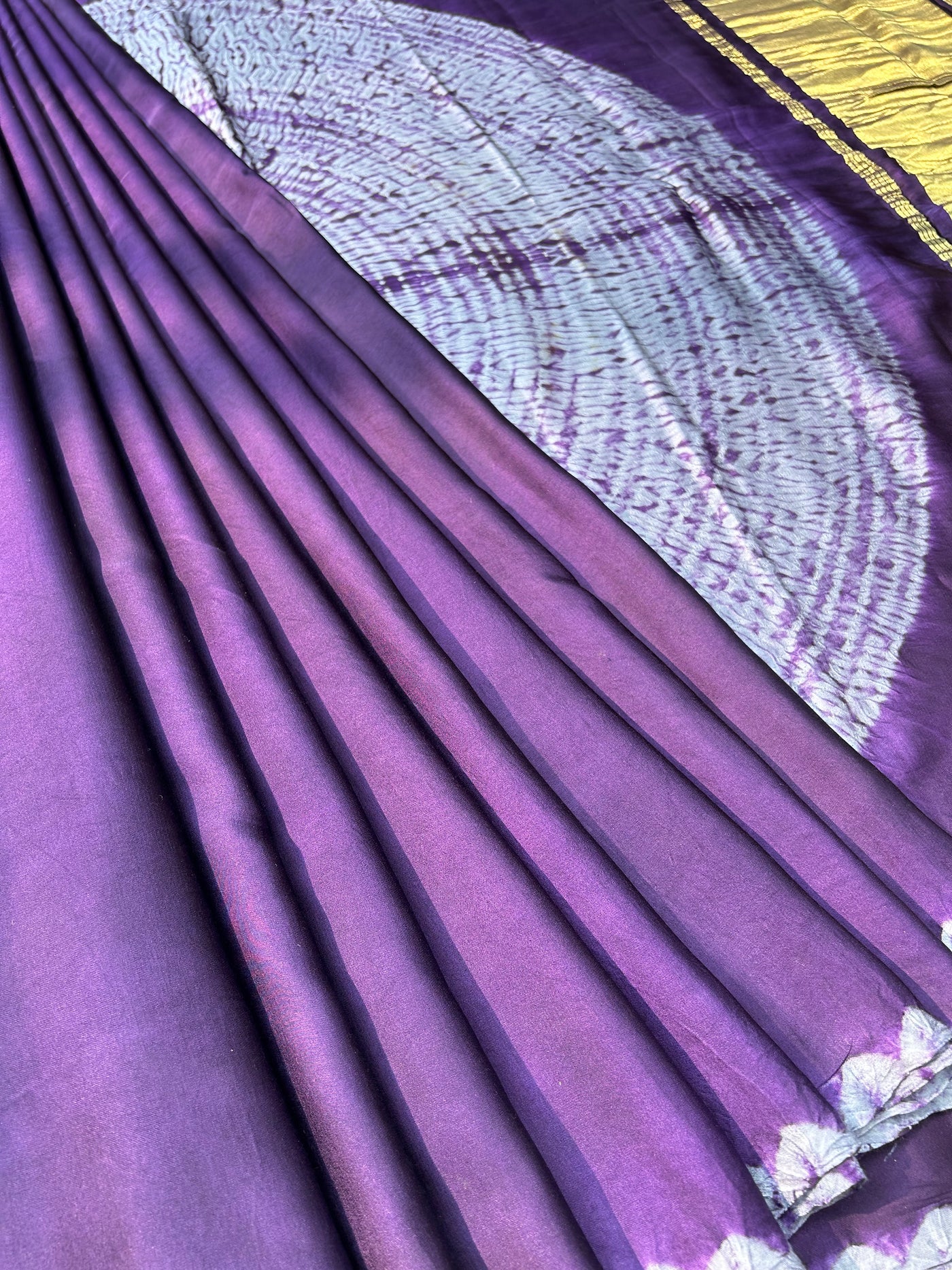 HUSN AUR ISHQ :Handmade Shibori Dyed Modal Silk Tissue Pallu Saree