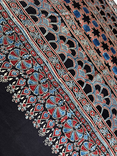 GUNJA: MADDER,HANDBLOCK AJRAKH MODAL SILK SAREE