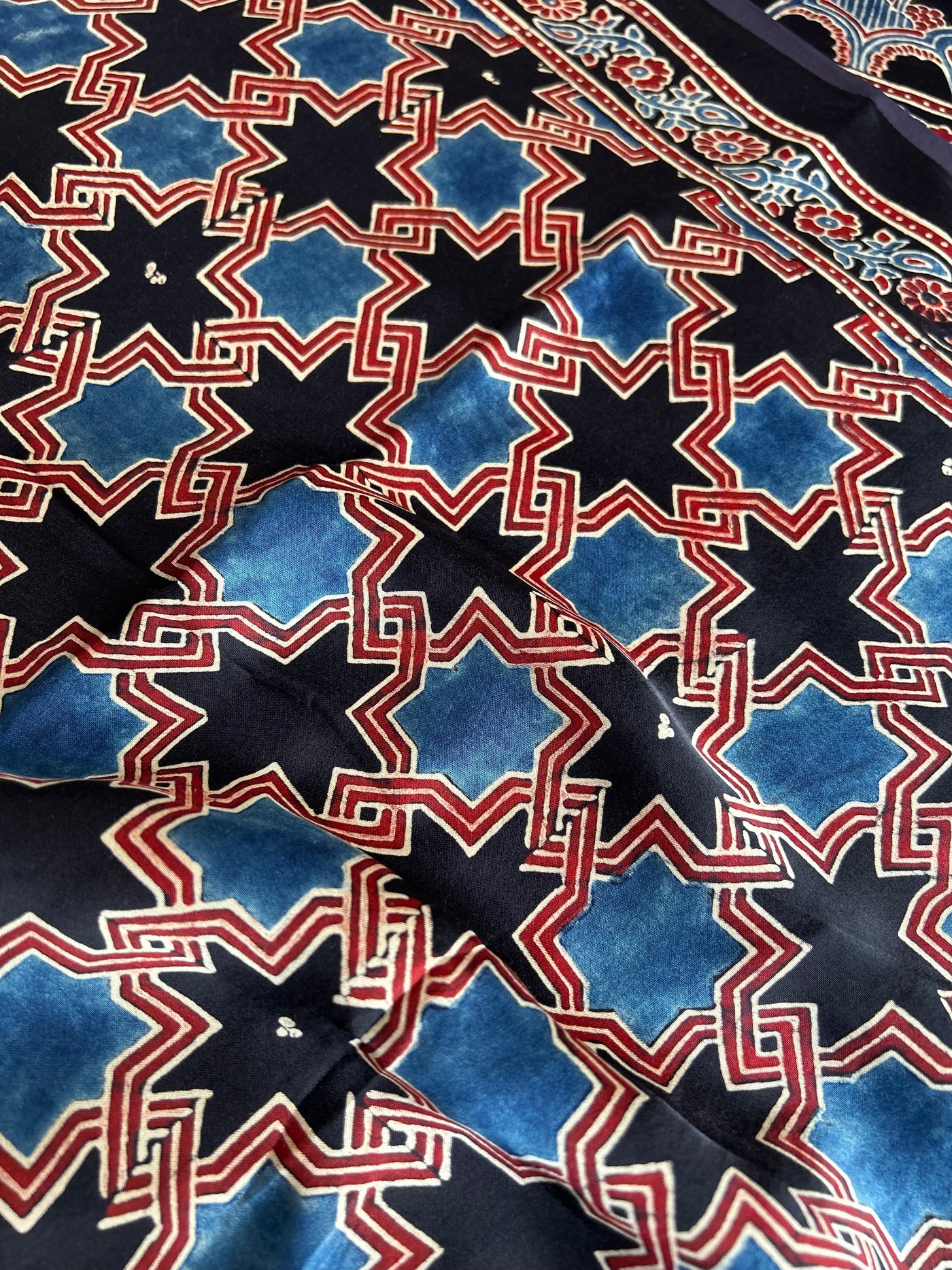 GUNJA: MADDER,HANDBLOCK AJRAKH MODAL SILK SAREE