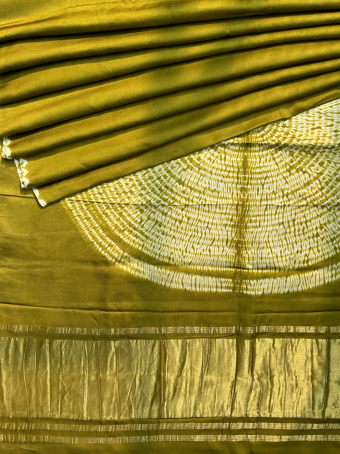 HARINI :Handmade Shibori Dyed Modal Silk Tissue Pallu Saree