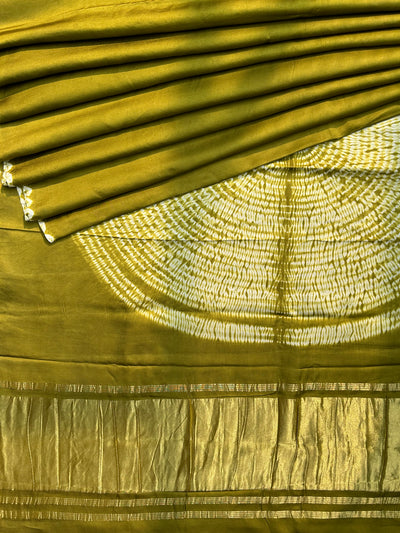 HARINI :Handmade Shibori Dyed Modal Silk Tissue Pallu Saree