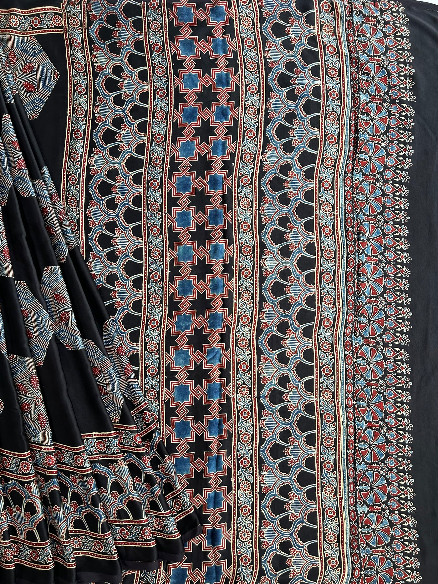 GUNJA: MADDER,HANDBLOCK AJRAKH MODAL SILK SAREE