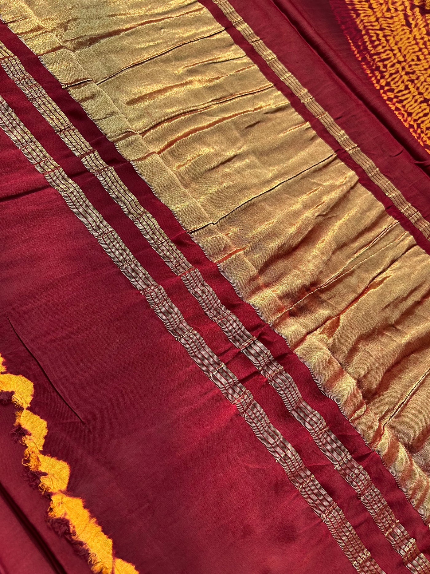 MOHABBAT :Handmade Shibori Dyed Modal Silk Tissue Pallu Saree (