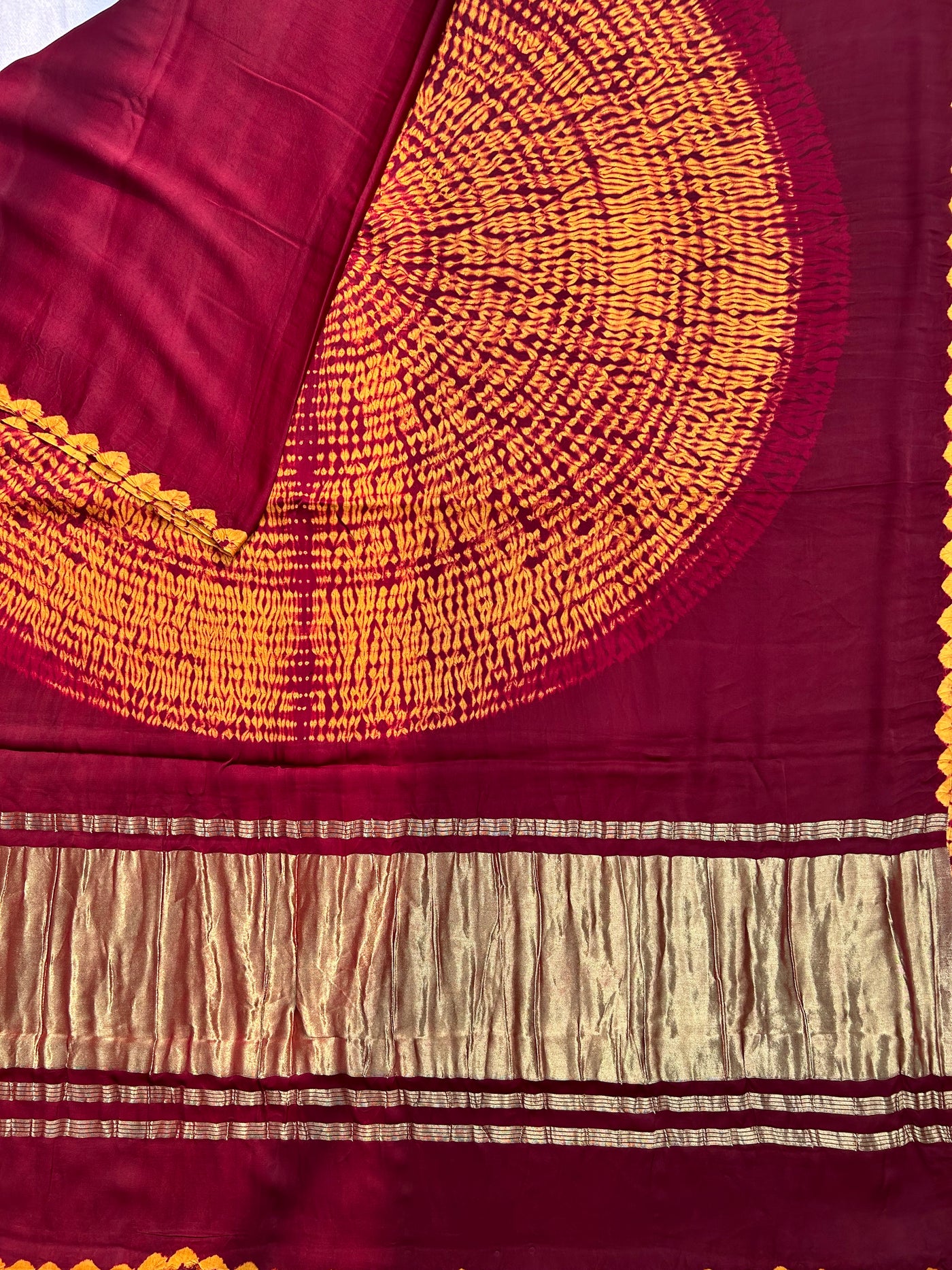 MOHABBAT :Handmade Shibori Dyed Modal Silk Tissue Pallu Saree (