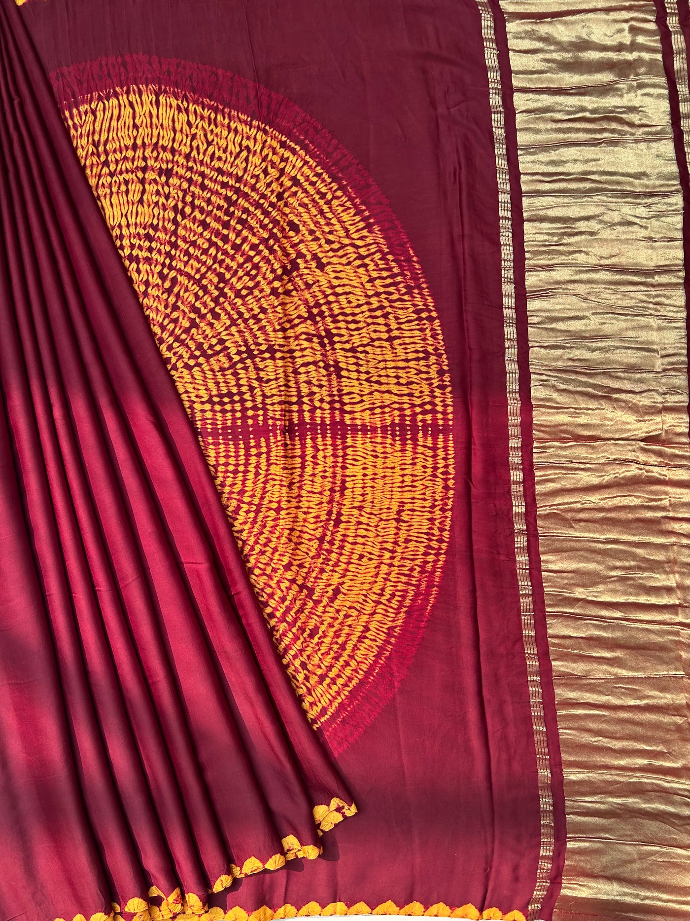 MOHABBAT :Handmade Shibori Dyed Modal Silk Tissue Pallu Saree (