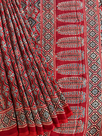 JANANI: HANDBLOCK AJRAKH MODAL SILK SAREE