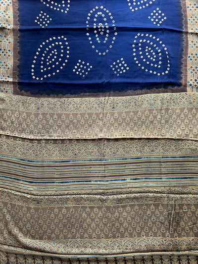 Nazrana: AJRAKH BANDHEJ MODAL SILK SAREE