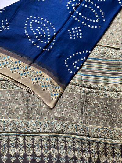 Nazrana: AJRAKH BANDHEJ MODAL SILK SAREE