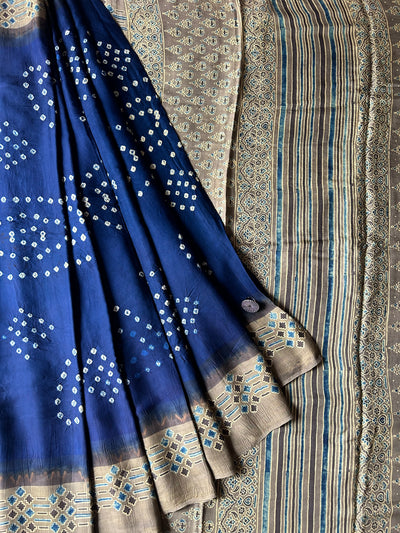 Nazrana: AJRAKH BANDHEJ MODAL SILK SAREE