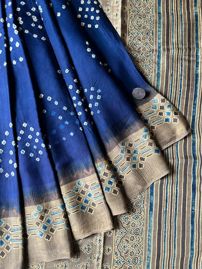 Nazrana: AJRAKH BANDHEJ MODAL SILK SAREE