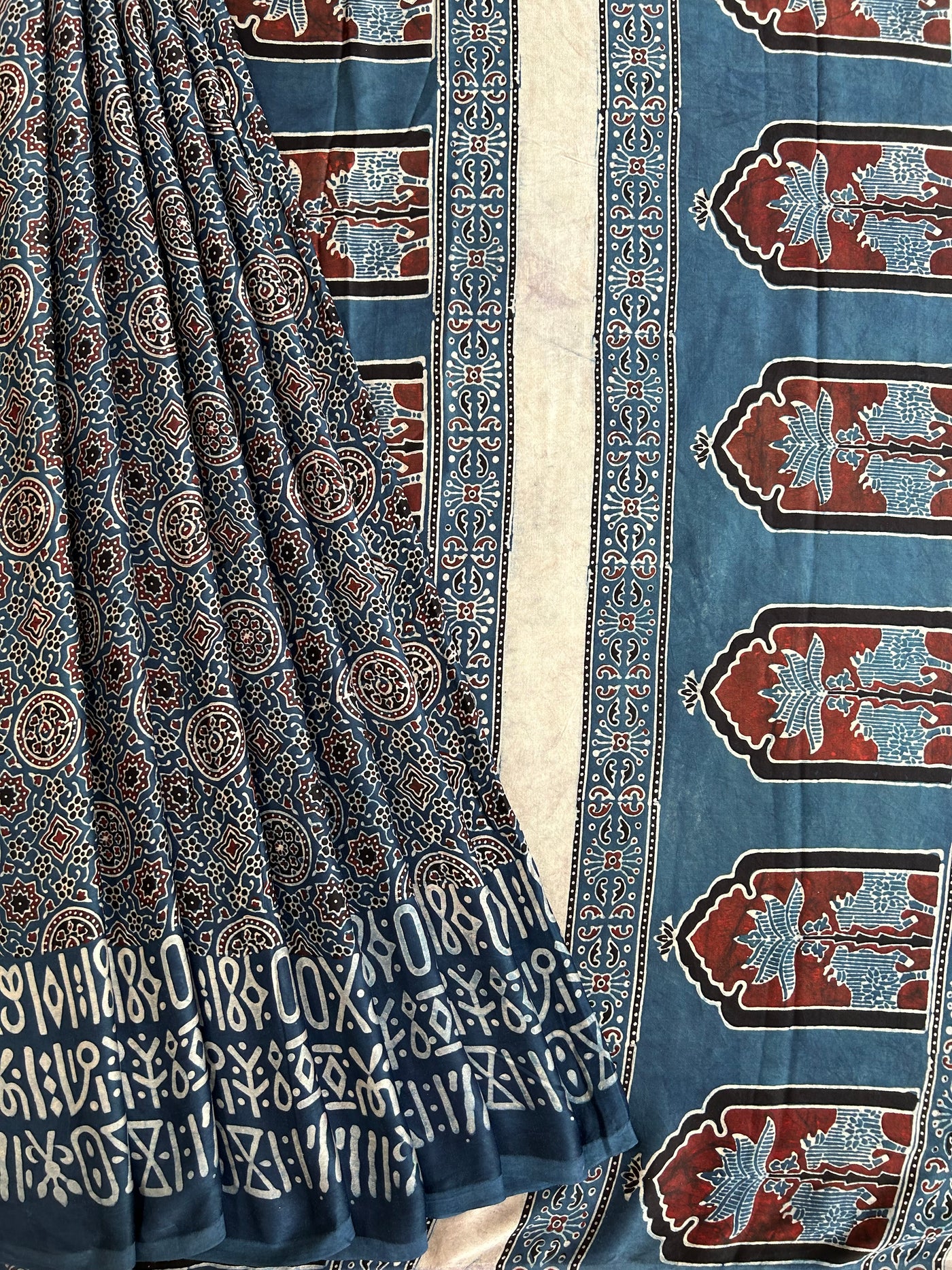 Dazzled : HANDBLOCK AJRAKH MODAL SILK SAREE