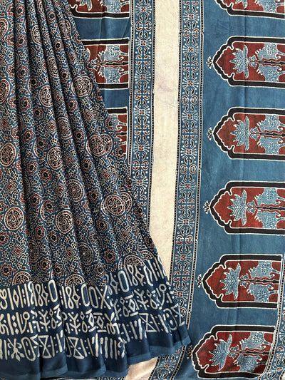 Dazzled : HANDBLOCK AJRAKH MODAL SILK SAREE