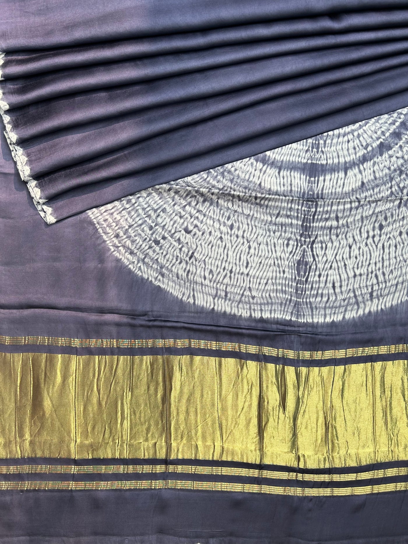 YAARAN :Handmade Shibori Dyed Modal Silk Tissue Pallu Saree