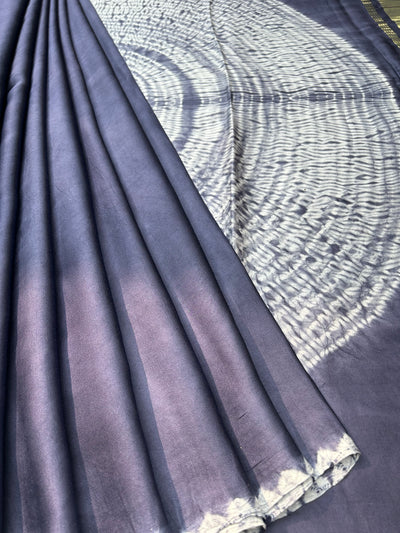 YAARAN :Handmade Shibori Dyed Modal Silk Tissue Pallu Saree