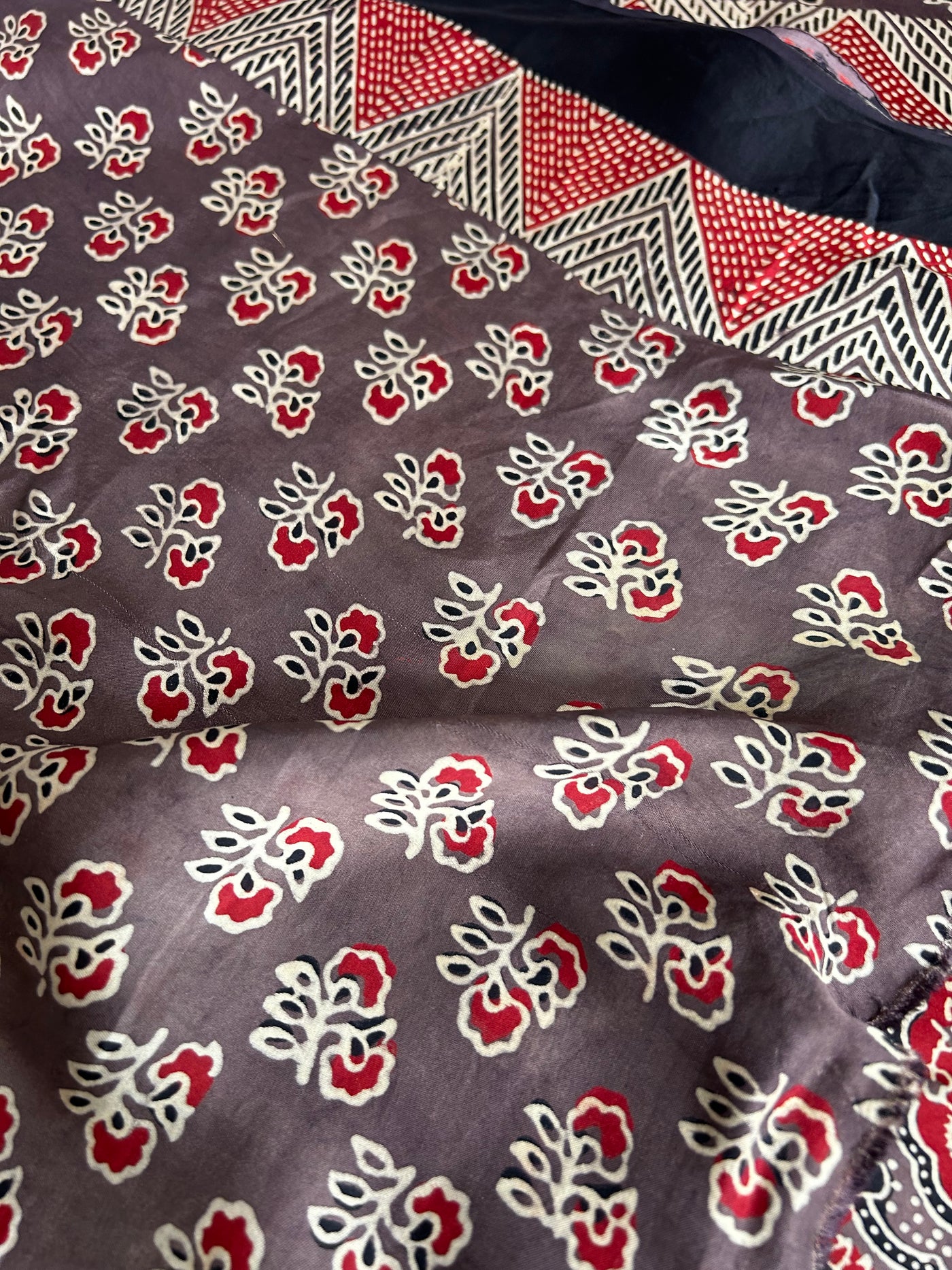 Roshni: HANDBLOCK PRINTED AJRAKH MODAL SILK SAREE