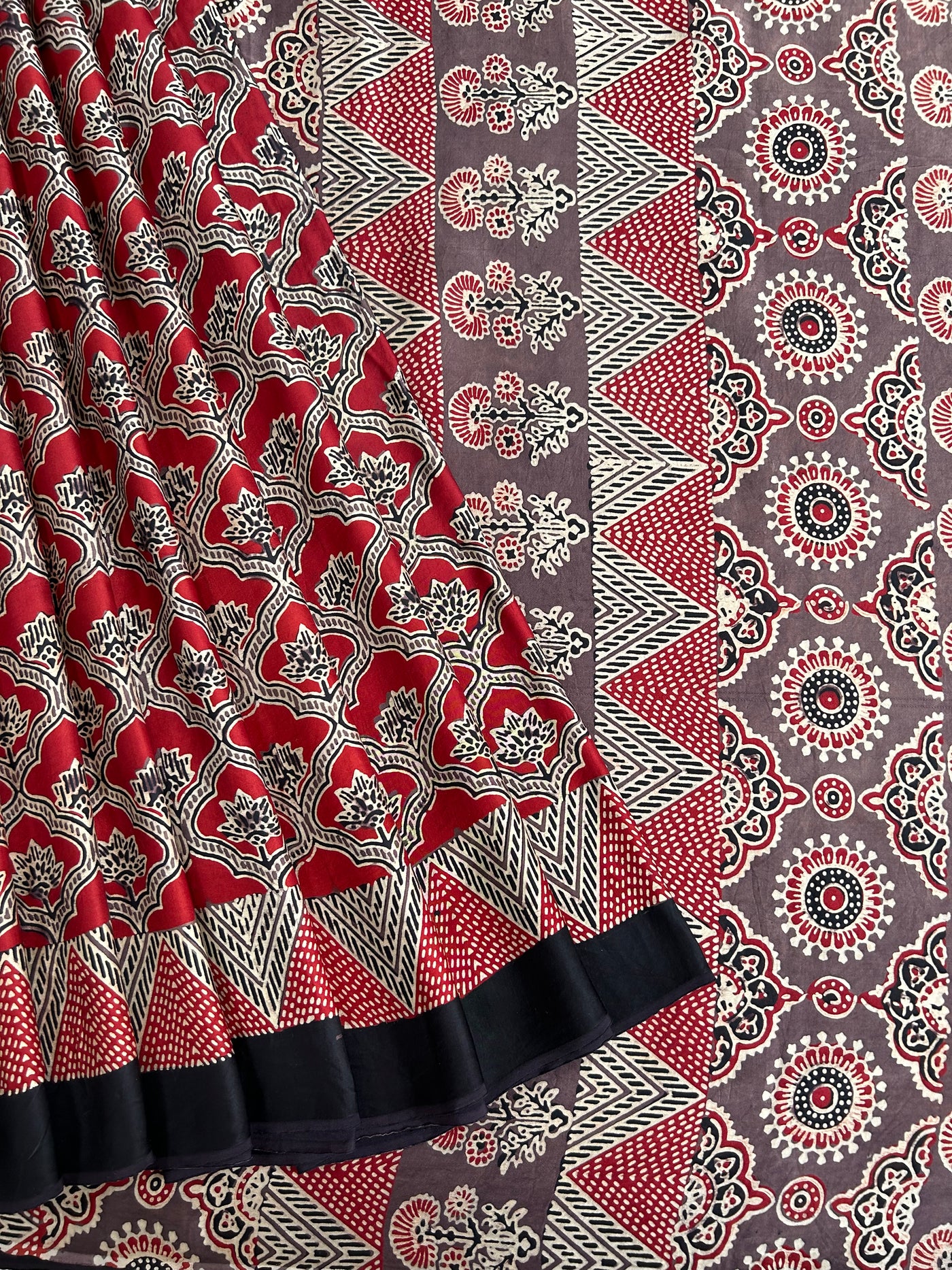 Roshni: HANDBLOCK PRINTED AJRAKH MODAL SILK SAREE