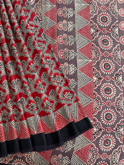 Roshni: HANDBLOCK PRINTED AJRAKH MODAL SILK SAREE