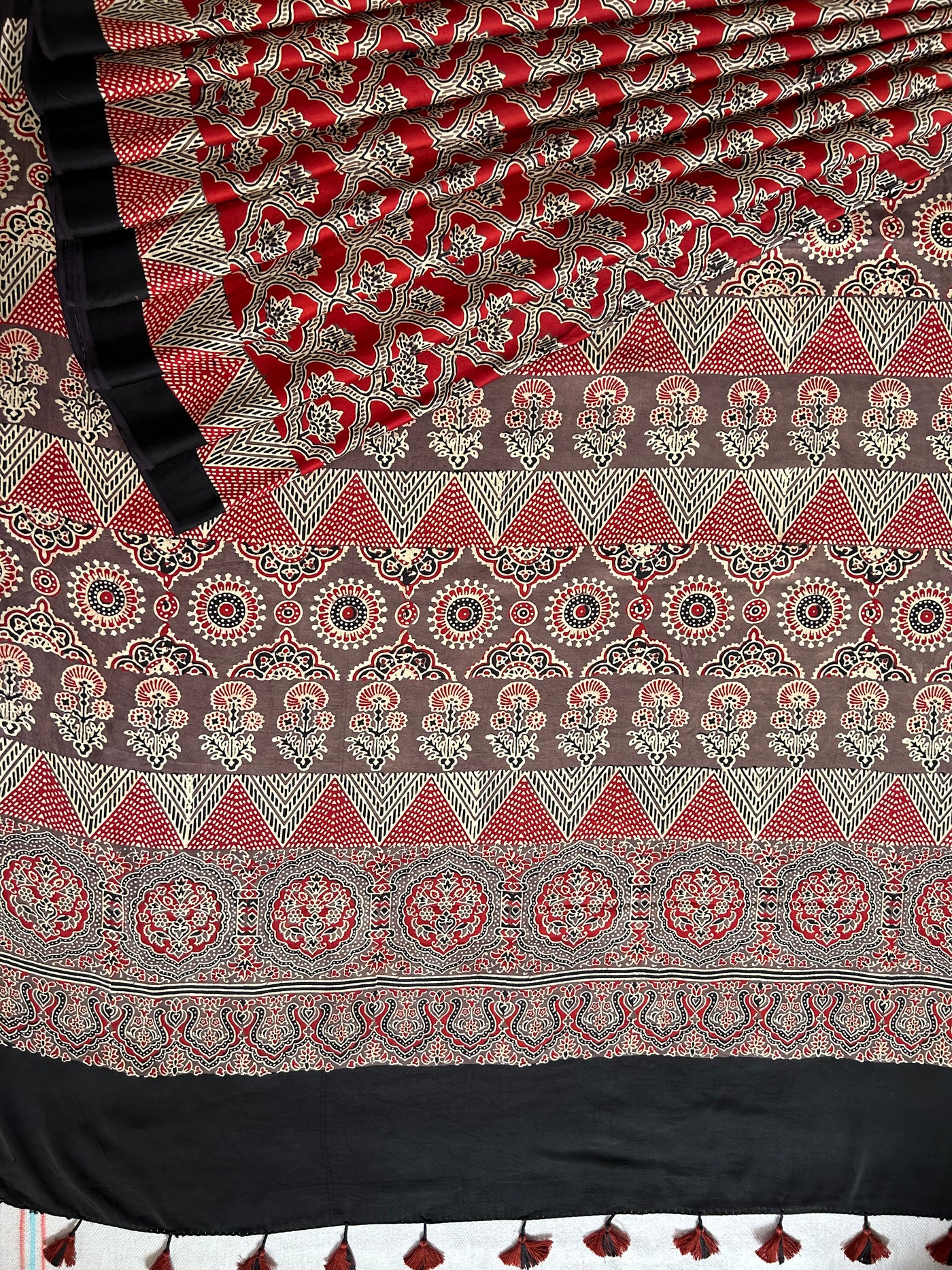 Roshni: HANDBLOCK PRINTED AJRAKH MODAL SILK SAREE