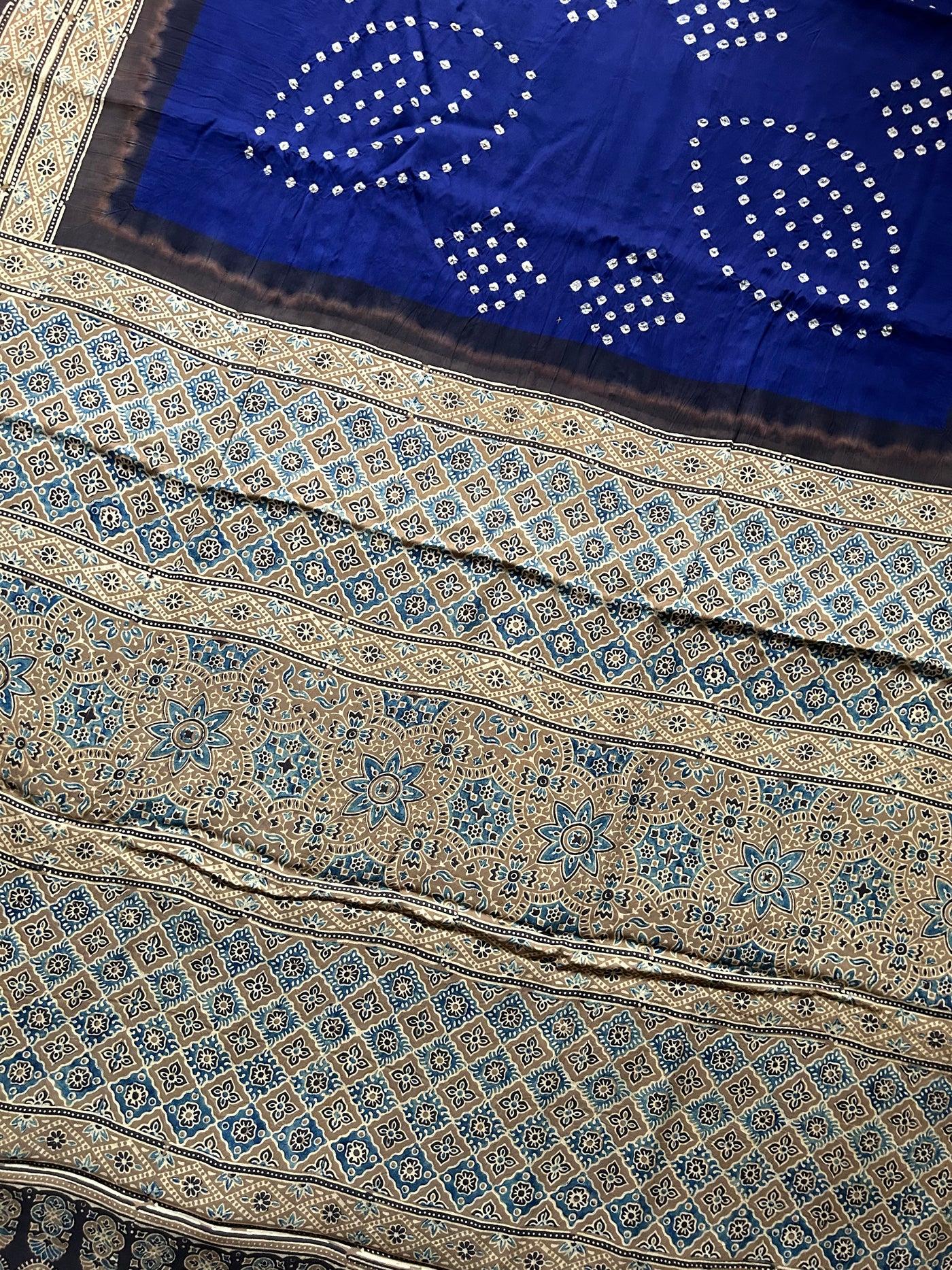 Kiara: AJRAKH BANDHEJ MODAL SILK SAREE