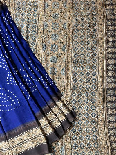 Kiara: AJRAKH BANDHEJ MODAL SILK SAREE