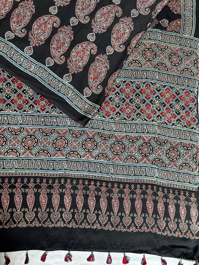 KAMAL NAIN:HANDBLOCK AJRAKH MODAL SILK SAREE