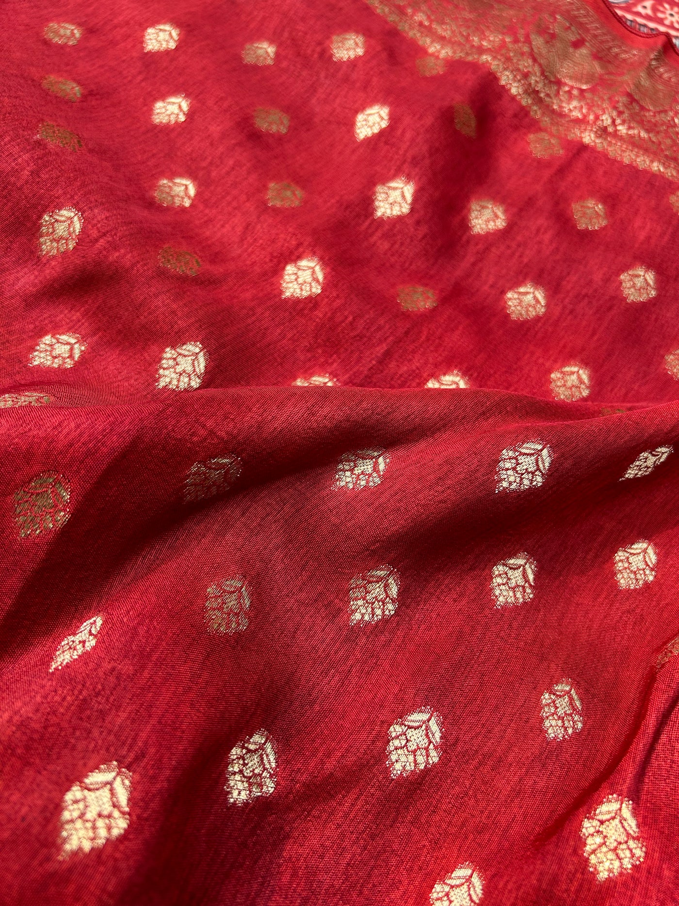 Rubina:Handblock Ajrakh Dola Silk Saree With Meenakari Pallu.