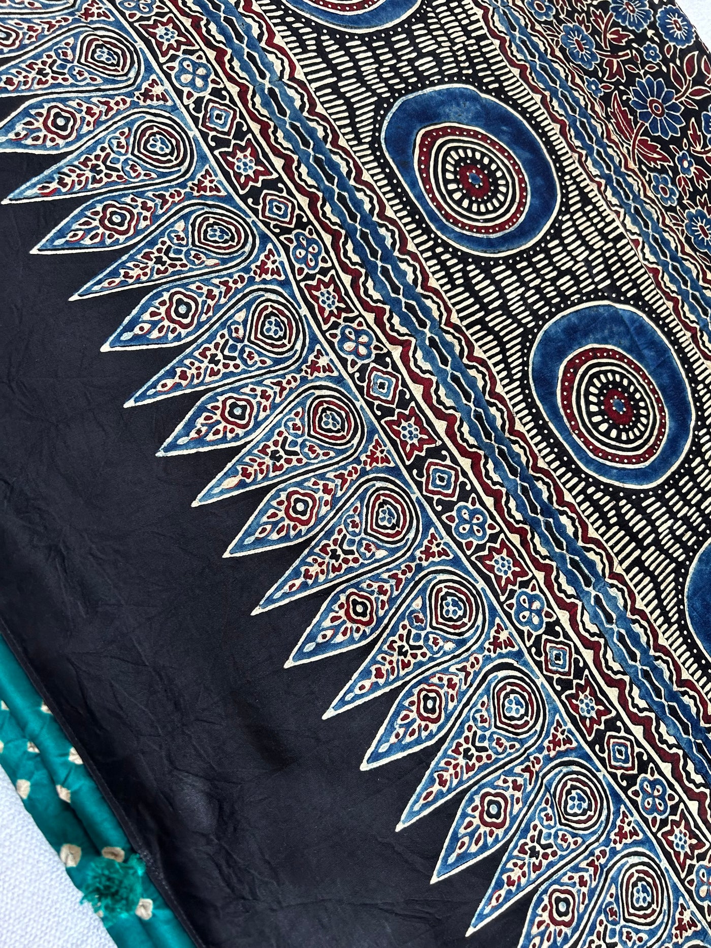 Pakhi : HANDMADE BANDHANI AJRAKH MODAL SILK SAREE