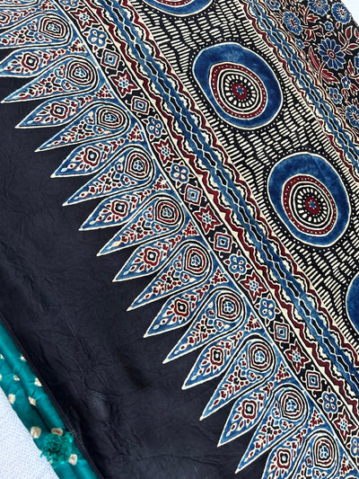Pakhi : HANDMADE BANDHANI AJRAKH MODAL SILK SAREE