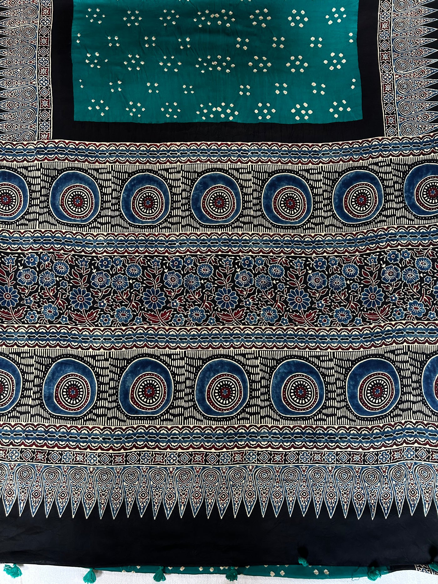Pakhi : HANDMADE BANDHANI AJRAKH MODAL SILK SAREE