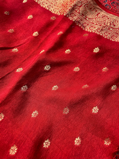 Kaushiki:Handblock Ajrakh Dola Silk Saree With Meenakari Pallu.