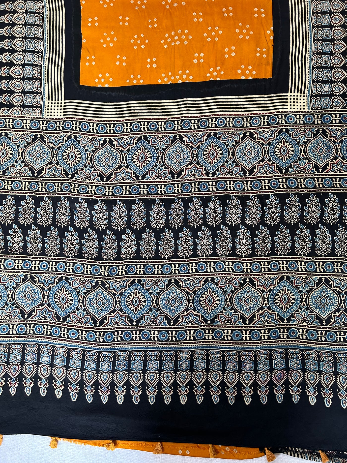 Sanavi: HANDMADE BANDHANI AJRAKH MODAL SILK SAREE
