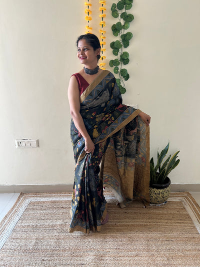 Mera Jungle: Handloom Tussar Kalamkari saree