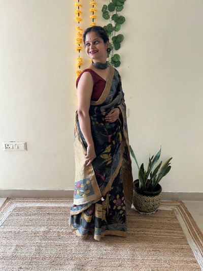 Mera Jungle: Handloom Tussar Kalamkari saree