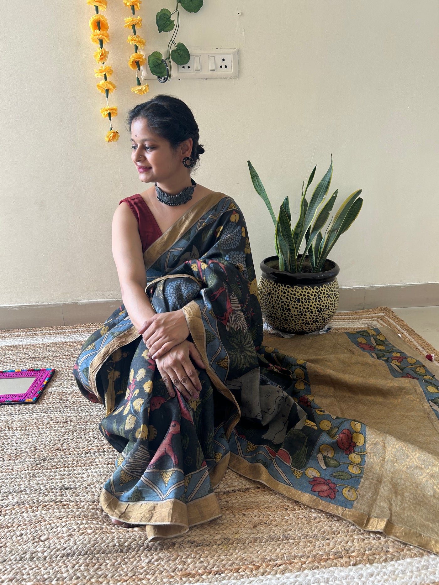 Mera Jungle: Handloom Tussar Kalamkari saree