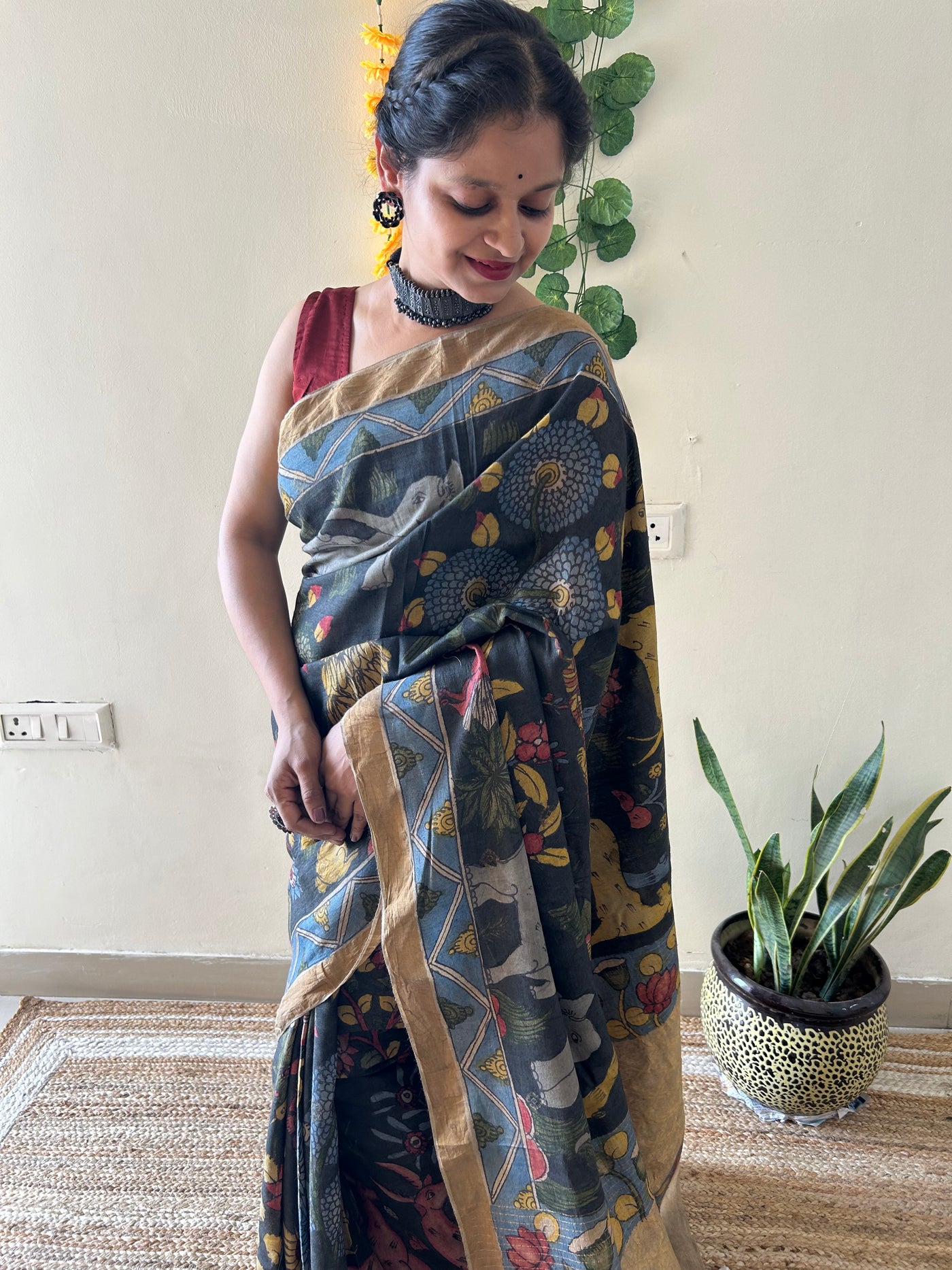 Mera Jungle: Handloom Tussar Kalamkari saree