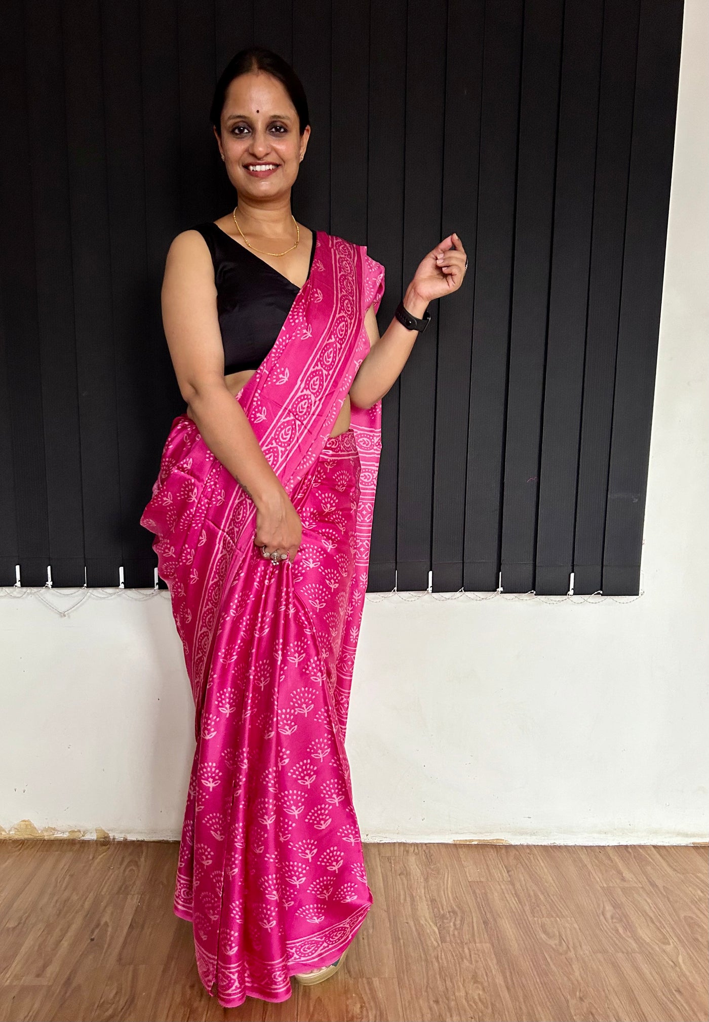 PRAKATI: HANDBLOCK BAGRU PRINTED ICE BLUE MODAL SILK SAREE