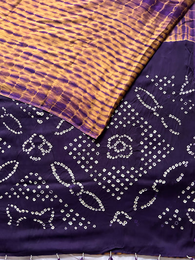 ANARDANA: Handmade Modal Silk Saree with tie dye & bandhej