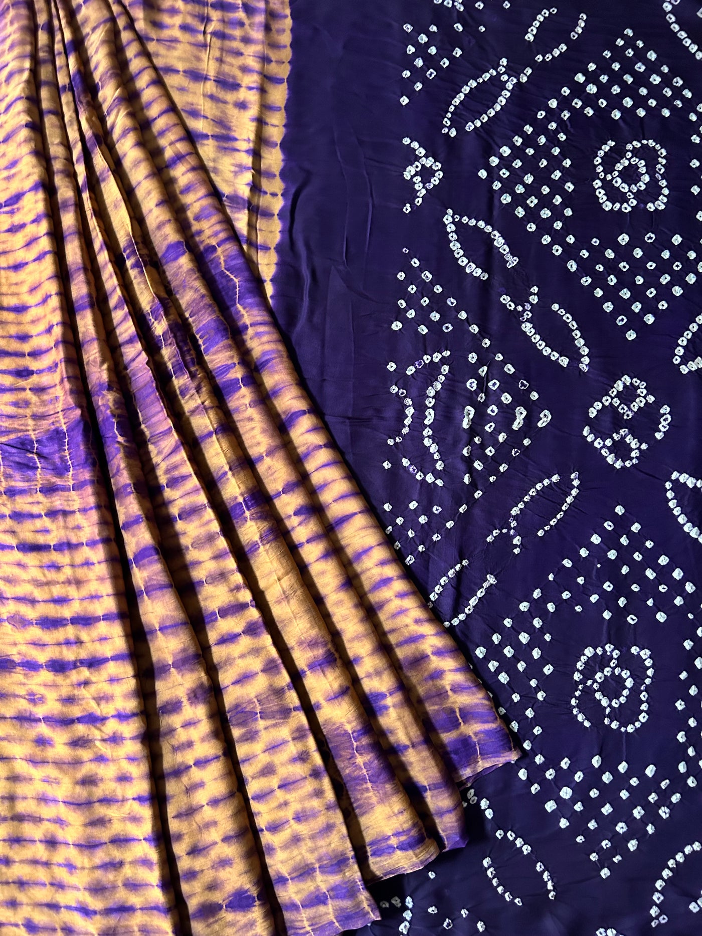 ANARDANA: Handmade Modal Silk Saree with tie dye & bandhej