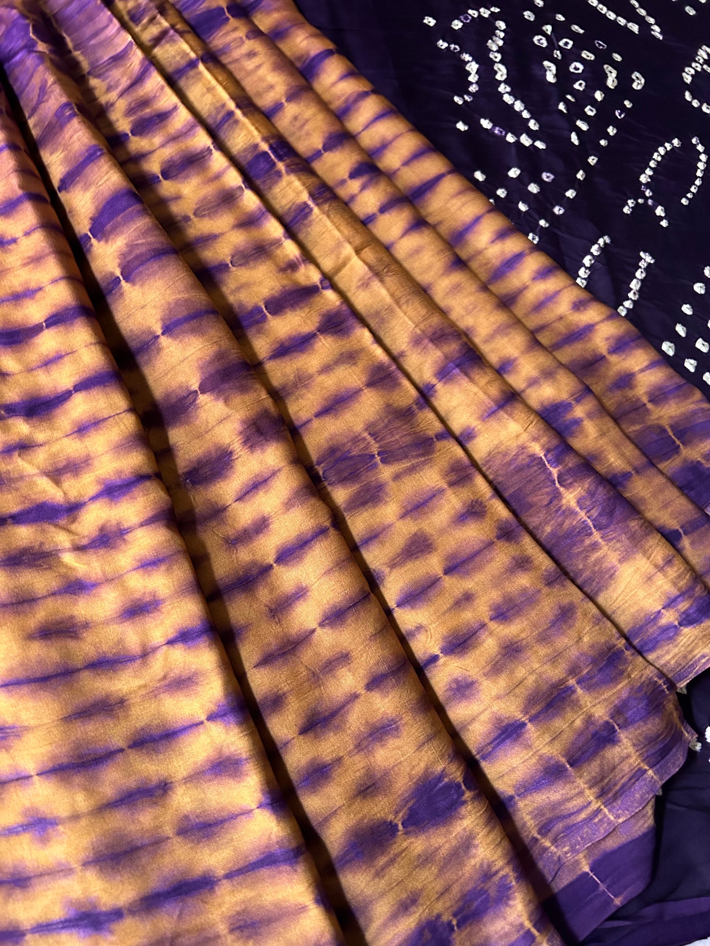 ANARDANA: Handmade Modal Silk Saree with tie dye & bandhej