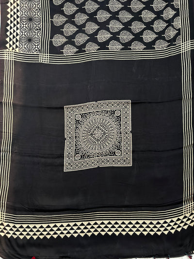 Raina:HANDBLOCK AJRAKH MODAL SILK SAREE